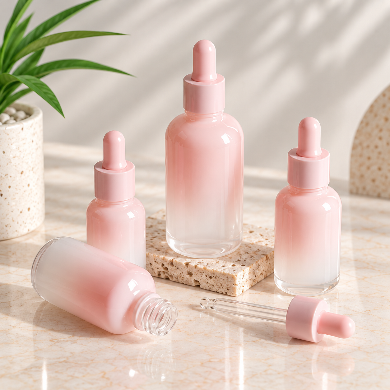 Cute Pink Glass Dropper Bottle