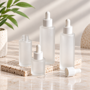 Frosted Glass White Dropper Bottle