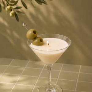 Olive Cocktail Glass Decorative Candle