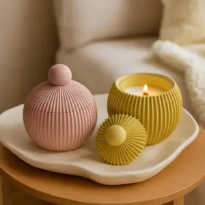 Ribbed Modern Pot Decorative Candle